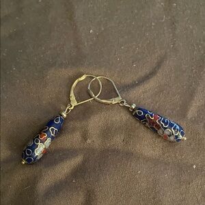Elegant Blue and Gold Dangle Earrings